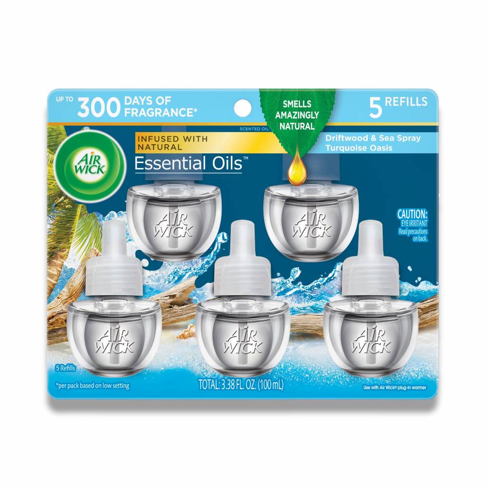Air Wick - Scented Oil, Driftwood & Sea Spray, Essential Oils - 3.38 Oz -  (5 Ct Each) - 5 Pack - Image 2