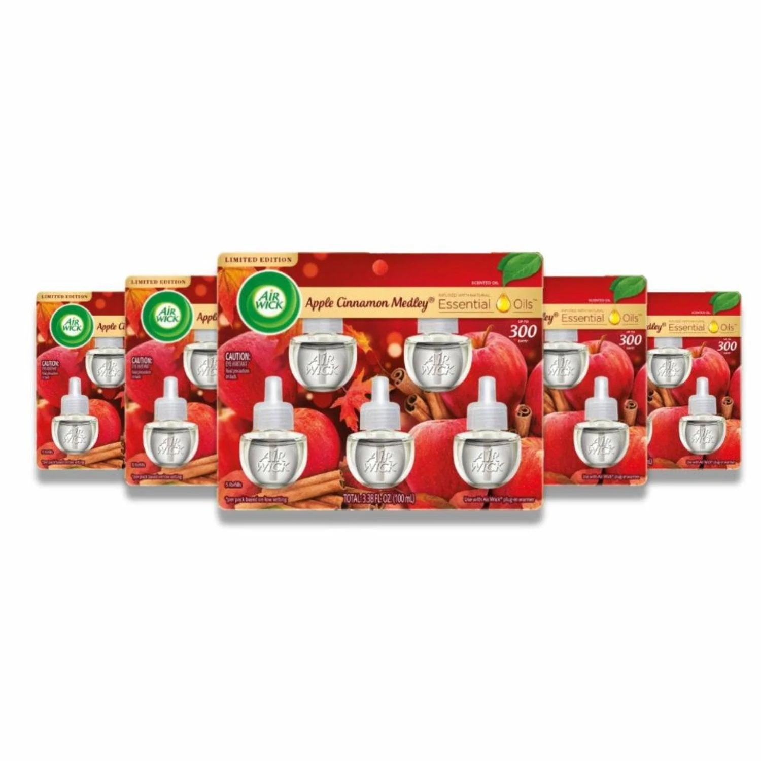 Air Wick - Scented Oil, Apple Cinnamon Medley - 3.38 Oz (5 Ct Each) - 5 Pack