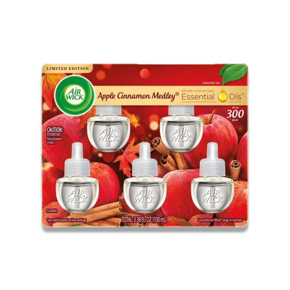 Air Wick - Scented Oil, Apple Cinnamon Medley - 3.38 Oz (5 Ct Each) - 5 Pack - Image 2