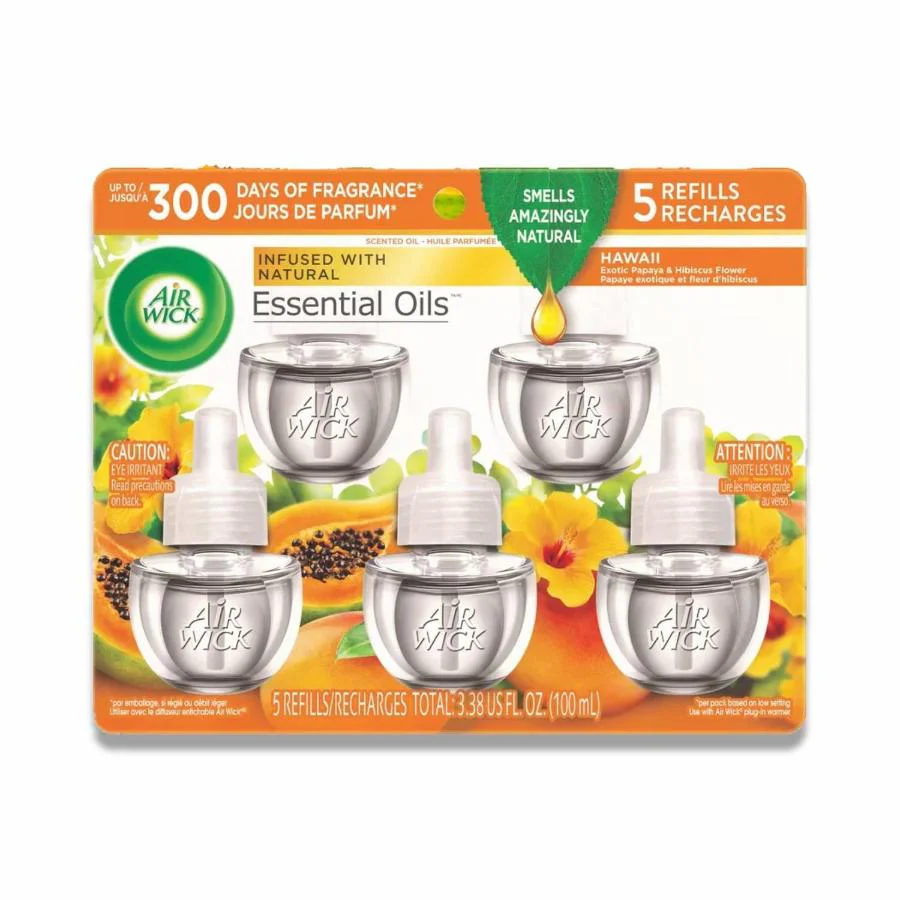 Air Wick - Scented Oil, Hawaii Exotic Papaya & Hibiscus Flower - 3.38 Oz - (5 Ct Each) - 5 Pack - Image 2