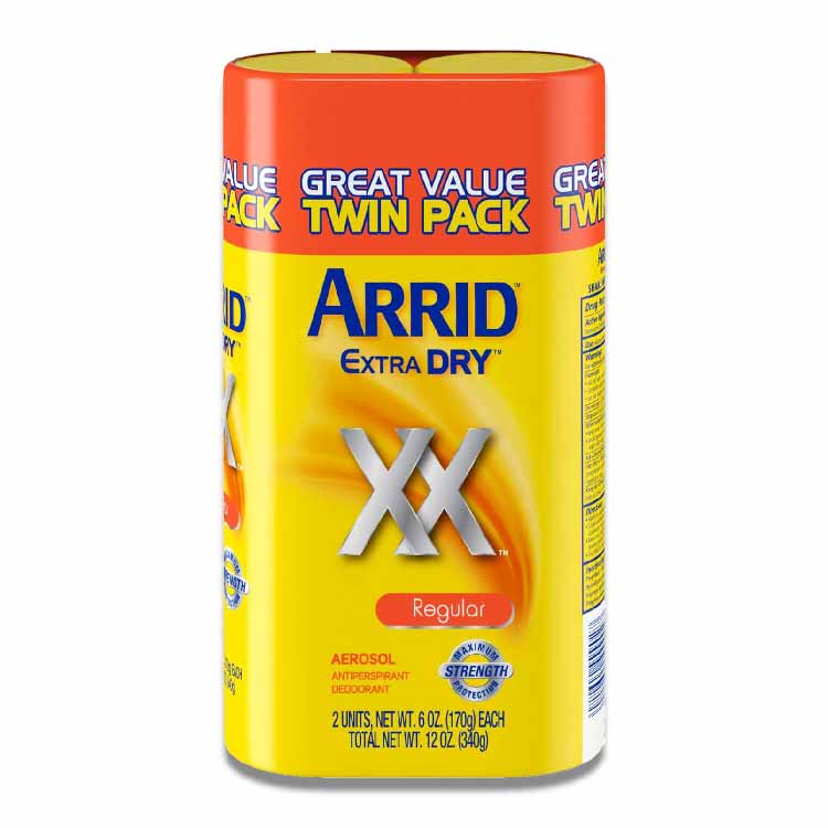 Arrid Twin Pack, Extra Dry Aerosol, Antiperspirant Deodorant, Regular - 6 oz - 4 Pack - Image 2