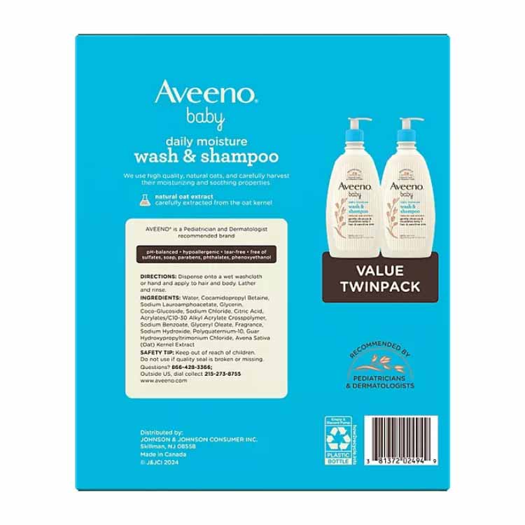 Aveeno - Baby 2-in-1 Wash and Shampoo 18 fl. oz - 2 Pack - Image 2