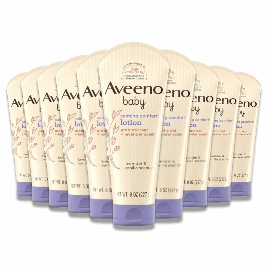 Aveeno - Baby Calming Comfort Moisturizing Body Lotion, Lavender & Vanilla Scents - 8 Oz - 12 Pack