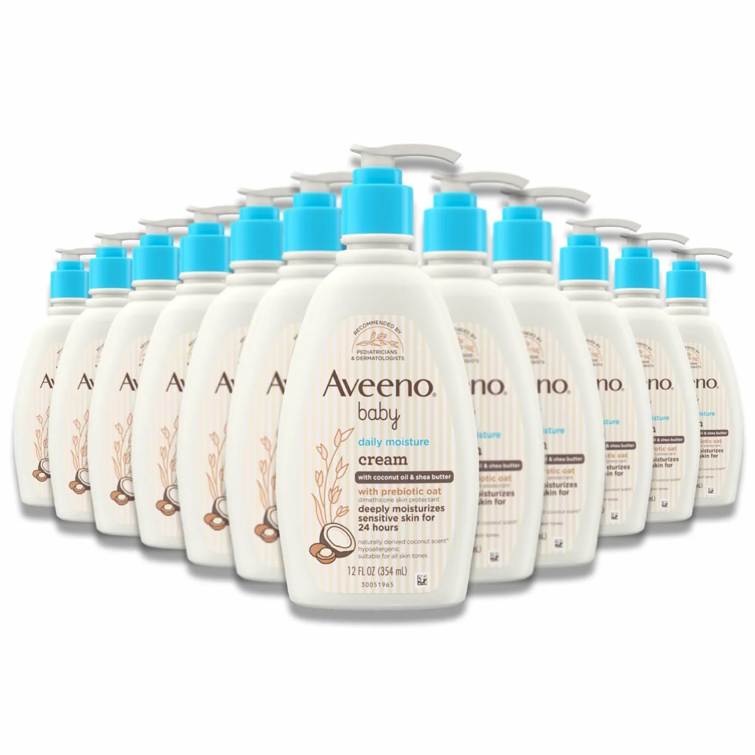 Aveeno - Baby Daily Moisturizing Cream with Prebiotic Oat & Shea Butter, Gentle Coconut Scent - 12 Oz - 12 Pack