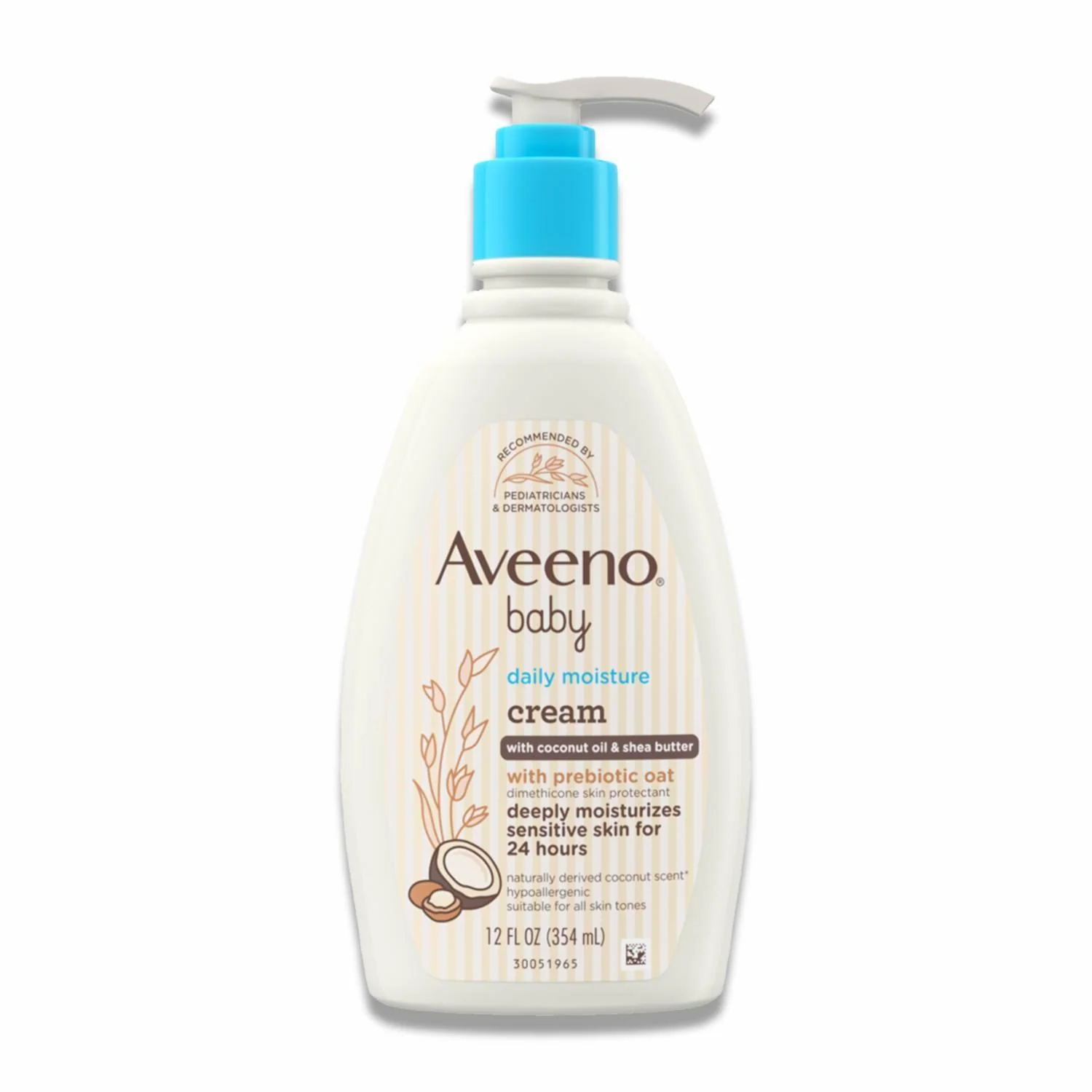 Aveeno - Baby Daily Moisturizing Cream with Prebiotic Oat & Shea Butter, Gentle Coconut Scent - 12 Oz - 12 Pack - Image 2
