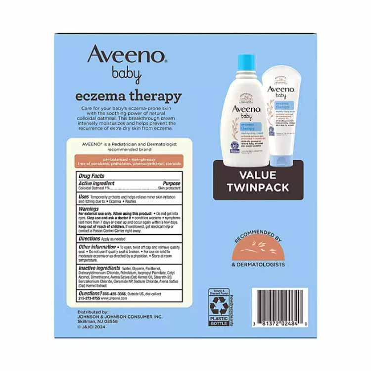 Aveeno - Baby Eczema Therapy Moisturizing Cream, 2 pk., 7.3 fl. oz. and 12 fl. oz. - Image 3