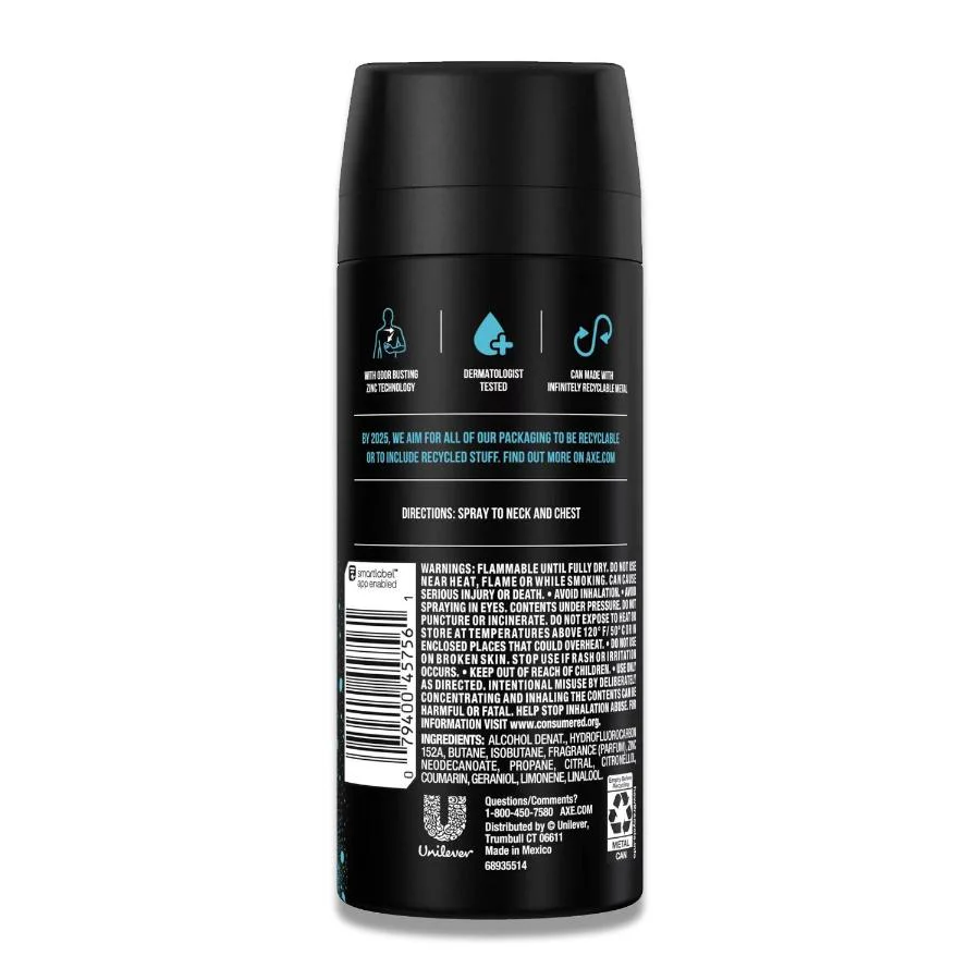 Axe - Body Spray Deodorant 4 oz Ice Chill, Frozen Lemon & Eucalyptus - 12 Pack - Image 3