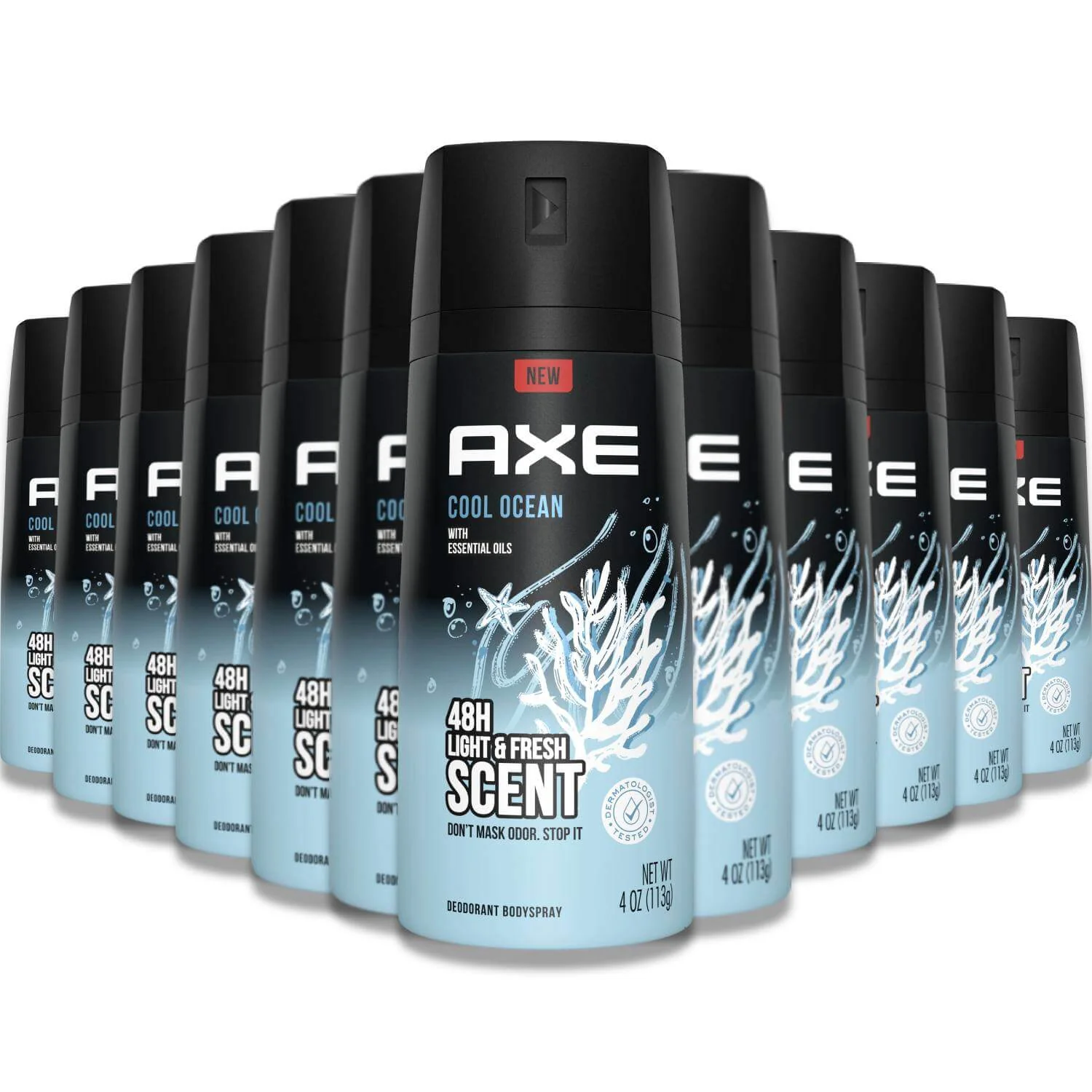 Axe - Body Spray Deodorant 4 oz Light & Fresh Scent, Cool Ocean - 12 Pack