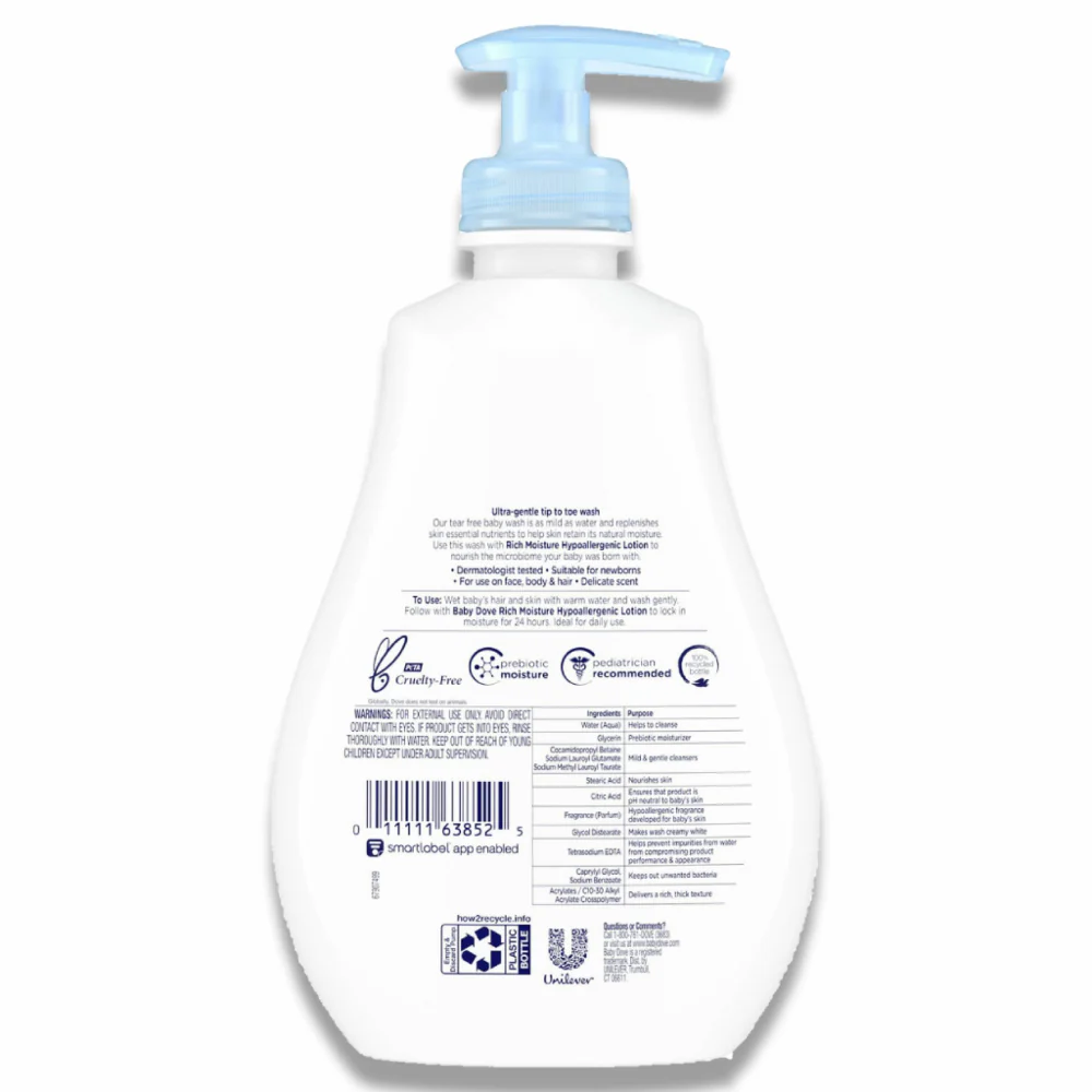 Baby Dove - Rich Moisture Hypoallergnic Wash Newborn Sensitive Skin - 13 fl Oz - 4 Pack - Image 3