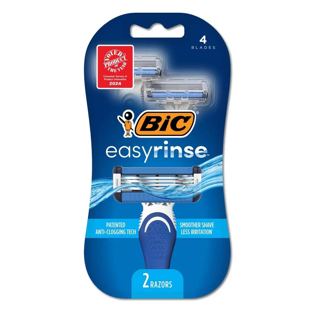 BIC - EasyRinse Anti-Clogging Men s Disposable Razors 4 Blades, 2 Count - 72 Pack - Image 3