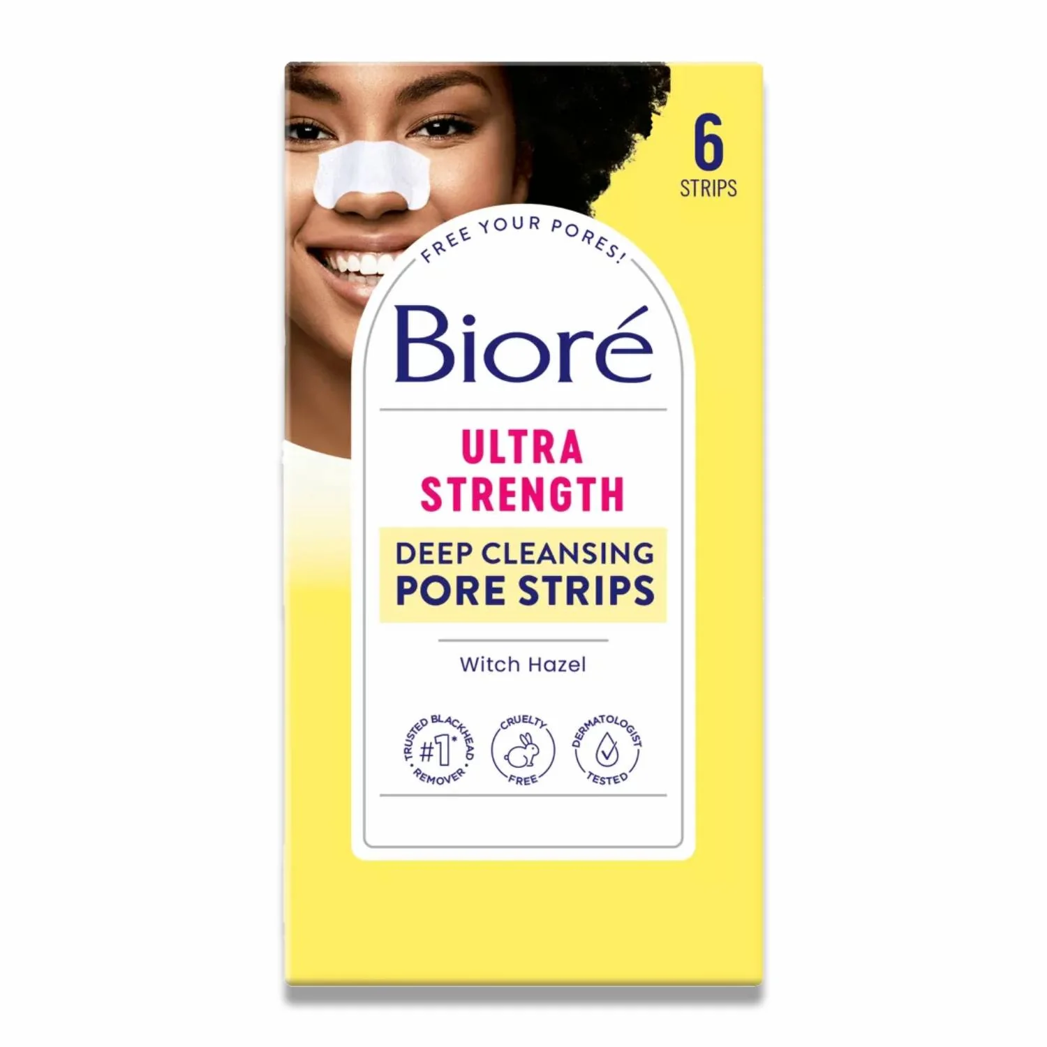 Bioré - Witch Hazel Ultra Deep Cleansing Pore Strips, Blackhead Removing, Oil-Free, Non-Comedogenic - 6 Ct - 4 Pack OPEN BOX - Image 2