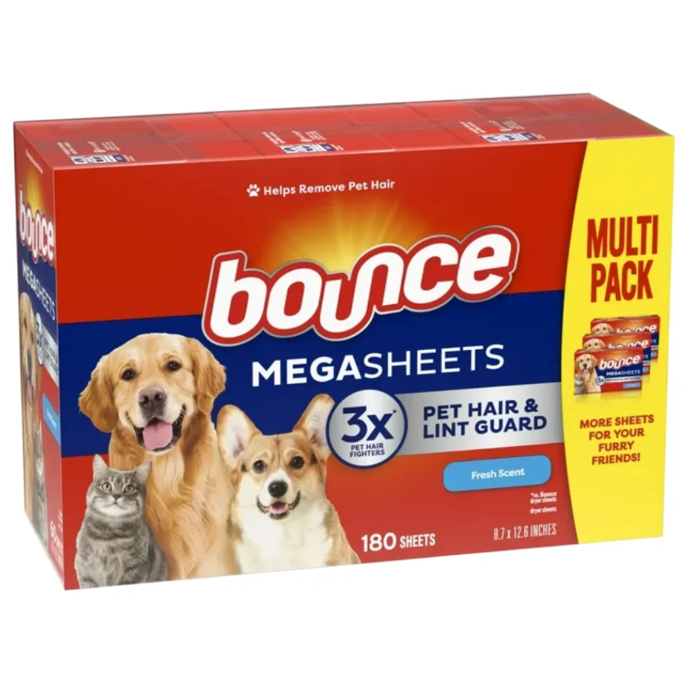 Bounce - Pet Hair and Lint Guard Mega Fabric Softener Dryer Sheets with 3X, Fresh Scent - 180 Ct - 3 Pack - Image 3