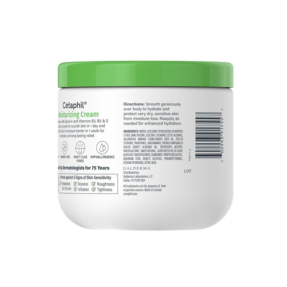 Cetaphil -  Face & Body Moisturizer Hydrating Moisturizing Cream for Dry to Very Dry Sensitive Skin 16 oz - 12 Pack - Image 3