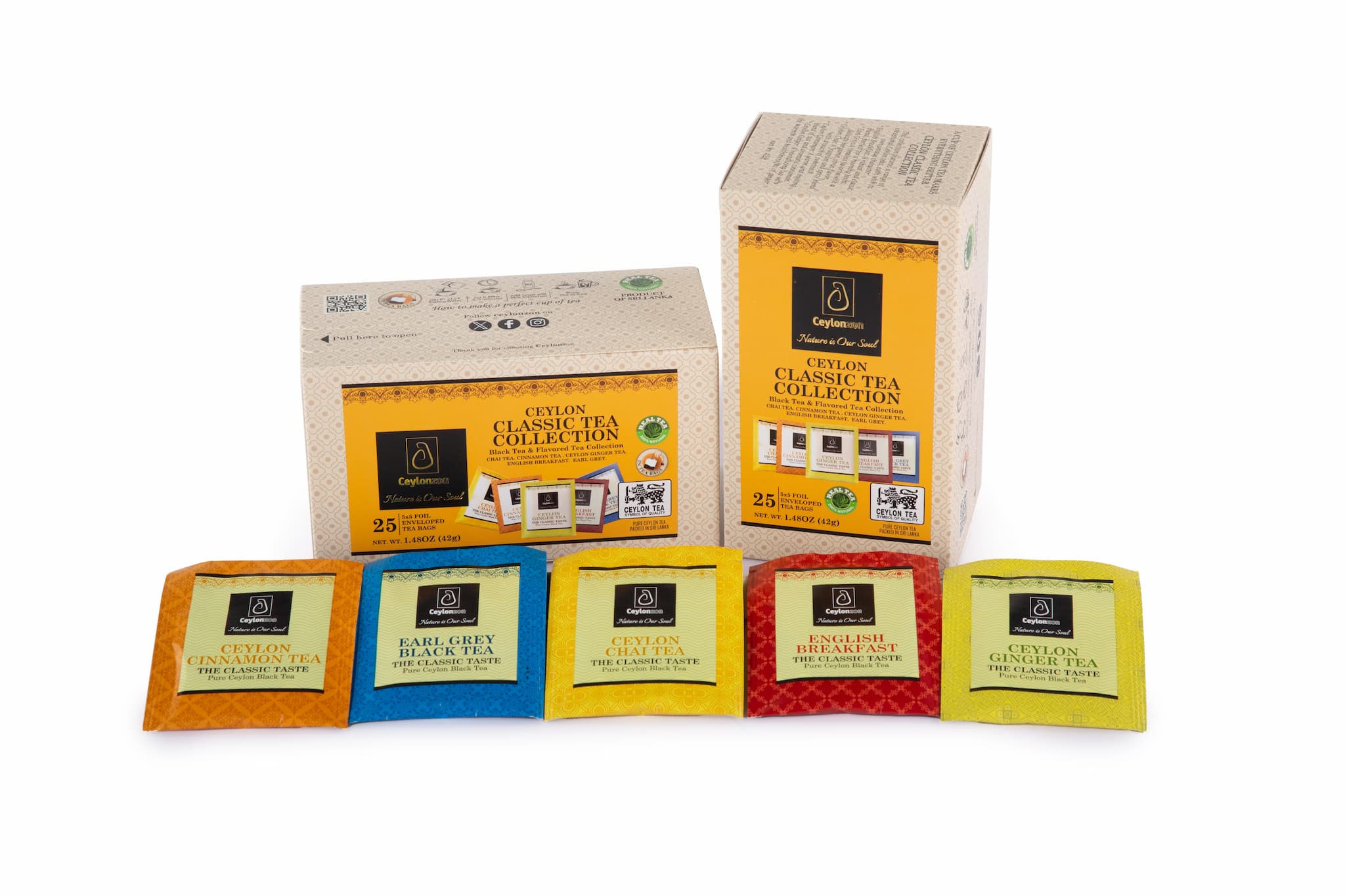 Ceylonzon - Collection Pack Cinnamon, Ginger, Earl Grey, Chai, English Breakfast - 25 Ct - 12 Pack - Image 2