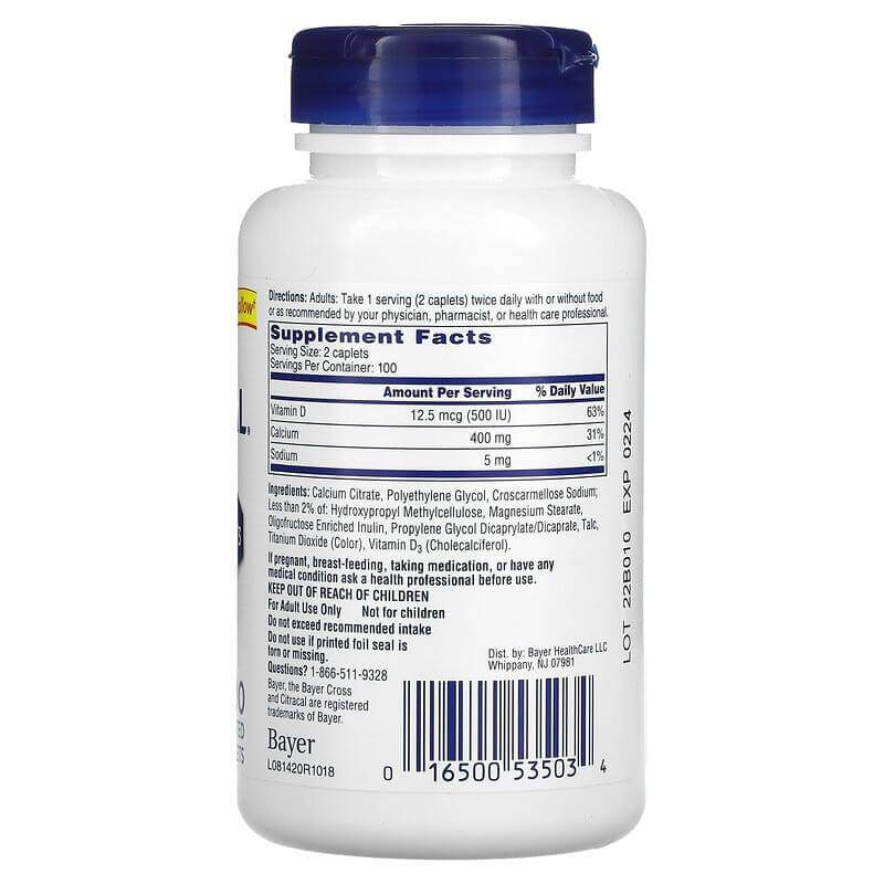 Citracal - Petites Calcium Citrate Vitamin D3 Supplement Bone Health Caplet 200 Ct - 24 Pack - Image 3