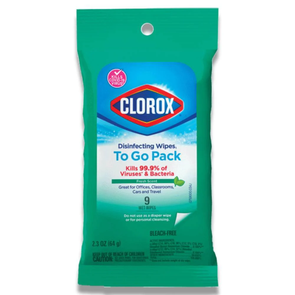 Clorox - Disinfecting Wipes, Fresh Scent - 9 Ct - 24 Pack - Travel Size - - Image 2
