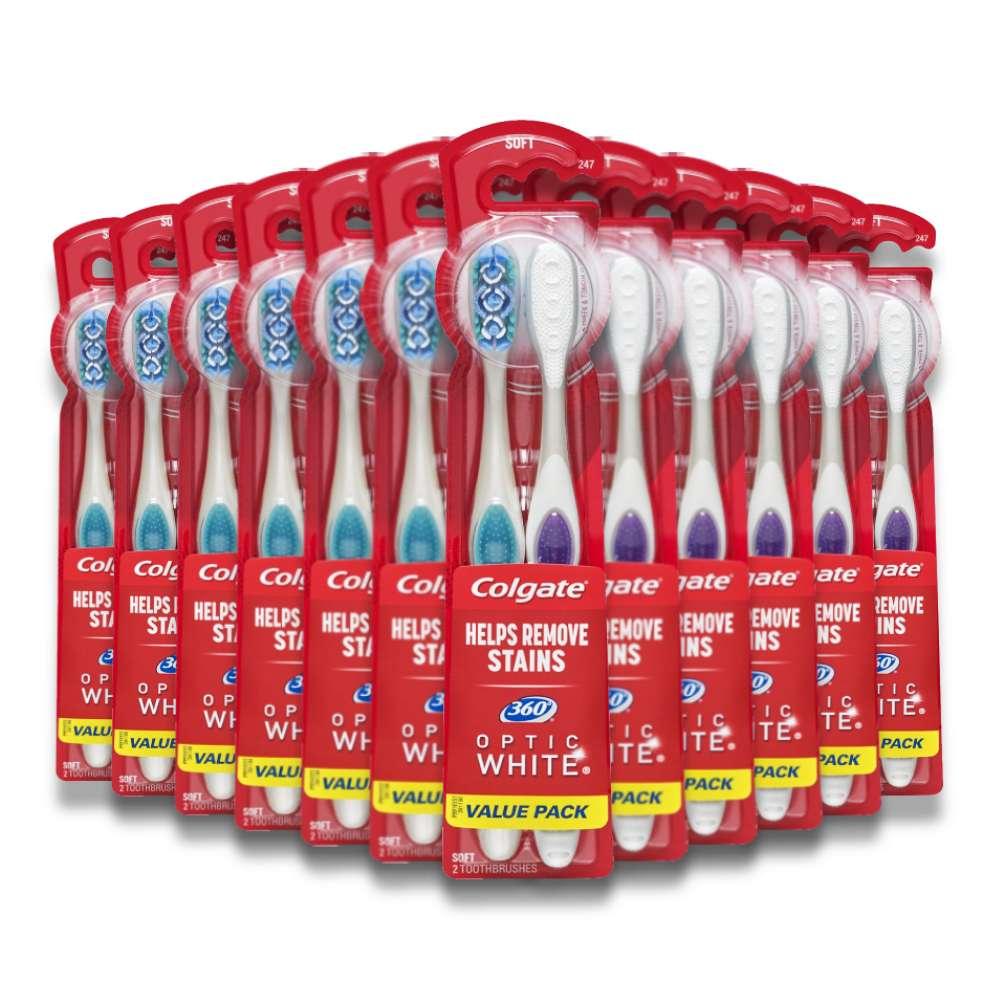 Colgate 360 Optic White Whitening Toothbrush Soft 2 ct/ea - 36 Pack