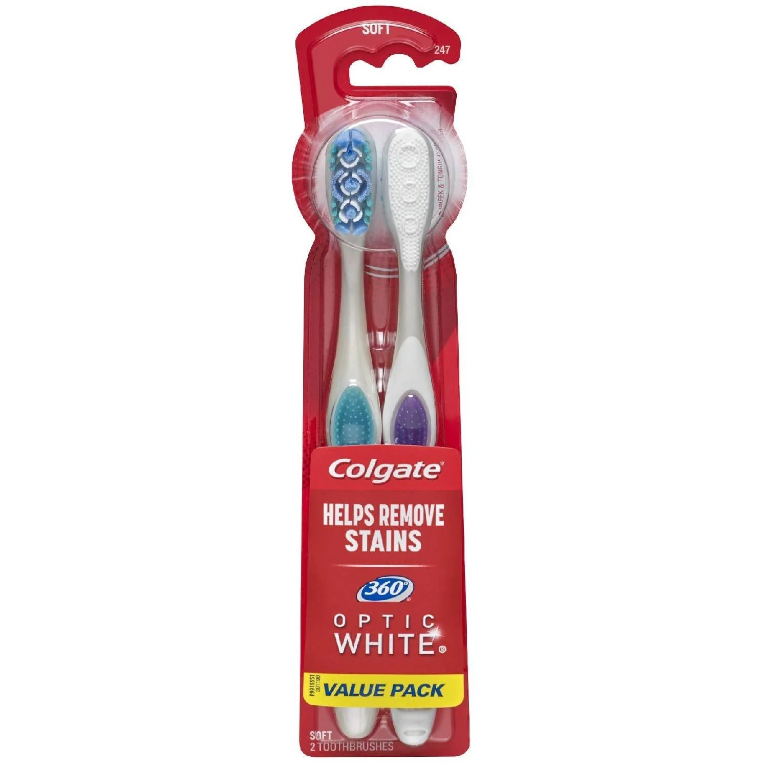 Colgate 360 Optic White Whitening Toothbrush Soft 2 ct/ea - 36 Pack - Image 2