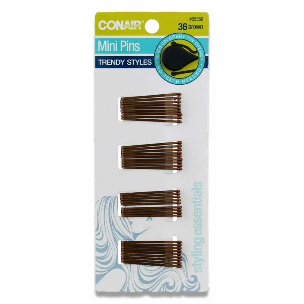 Conair -  Styling Essentials Pins, Brown, Mini - 36 Ct - 24 Pack - Image 2