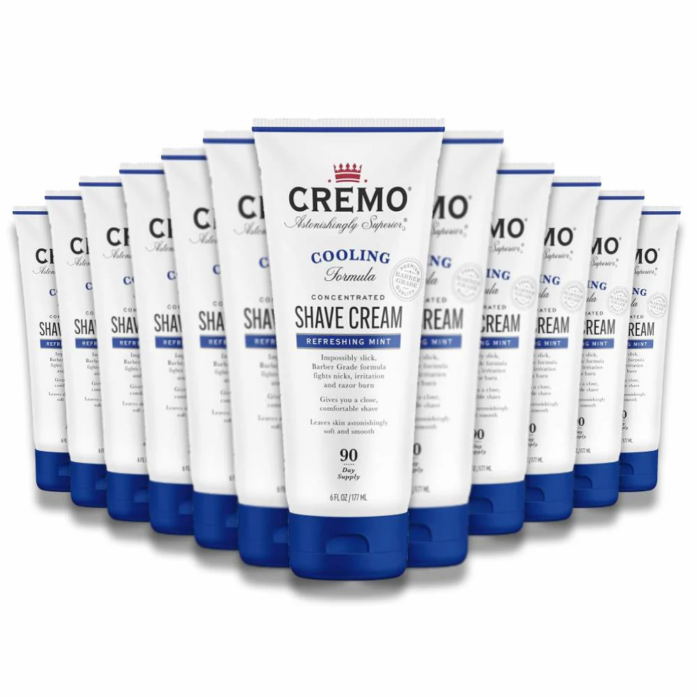 Cremo - Concentrated Mens Shave Cream 6 Fl Oz Cooling Formula Refreshing Mint Scent - 12 Pack