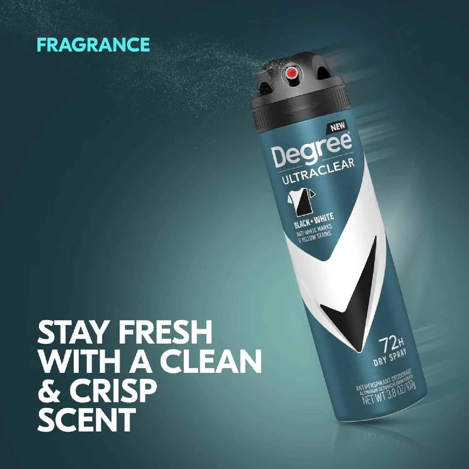 Degree, Advanced 72H MotionSense, Ultraclear Black + White, Dry Spray 3.8 Oz- 12 Pack - Image 2