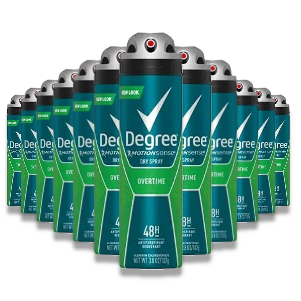 Degree - Antiperspirant Deodorant, Mens Dry Spray Overtime - 3.8 Oz - 12 Pack