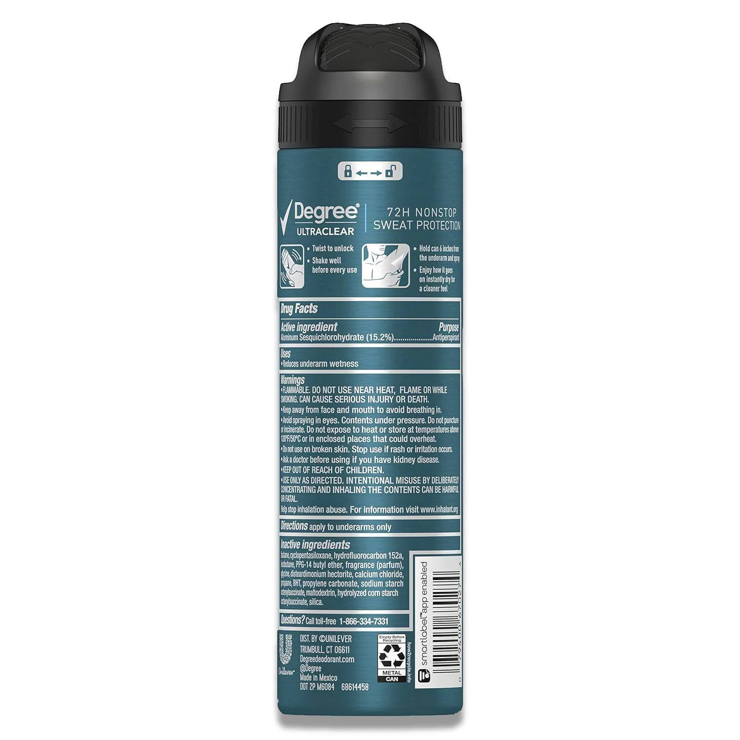 Degree - Antiperspirant Dry-Spray, Ultra Clear, Black & White - 3.8 Oz - 12 Pack - Image 3