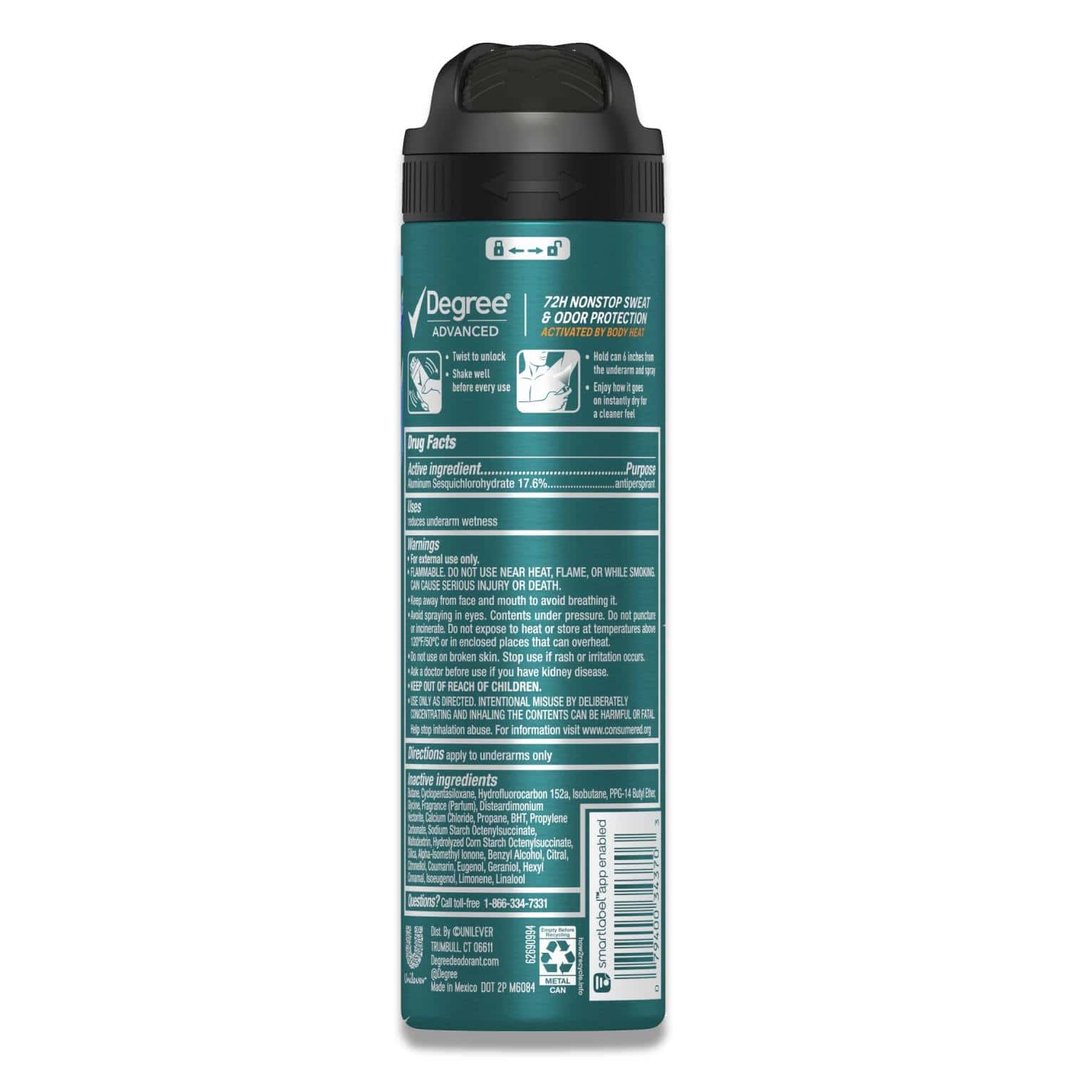 Degree Men Cool Rush MotionSense 72h Antiperspirant Deodorant Dry Spray, 3.8 Oz - 12 Pack - Image 3