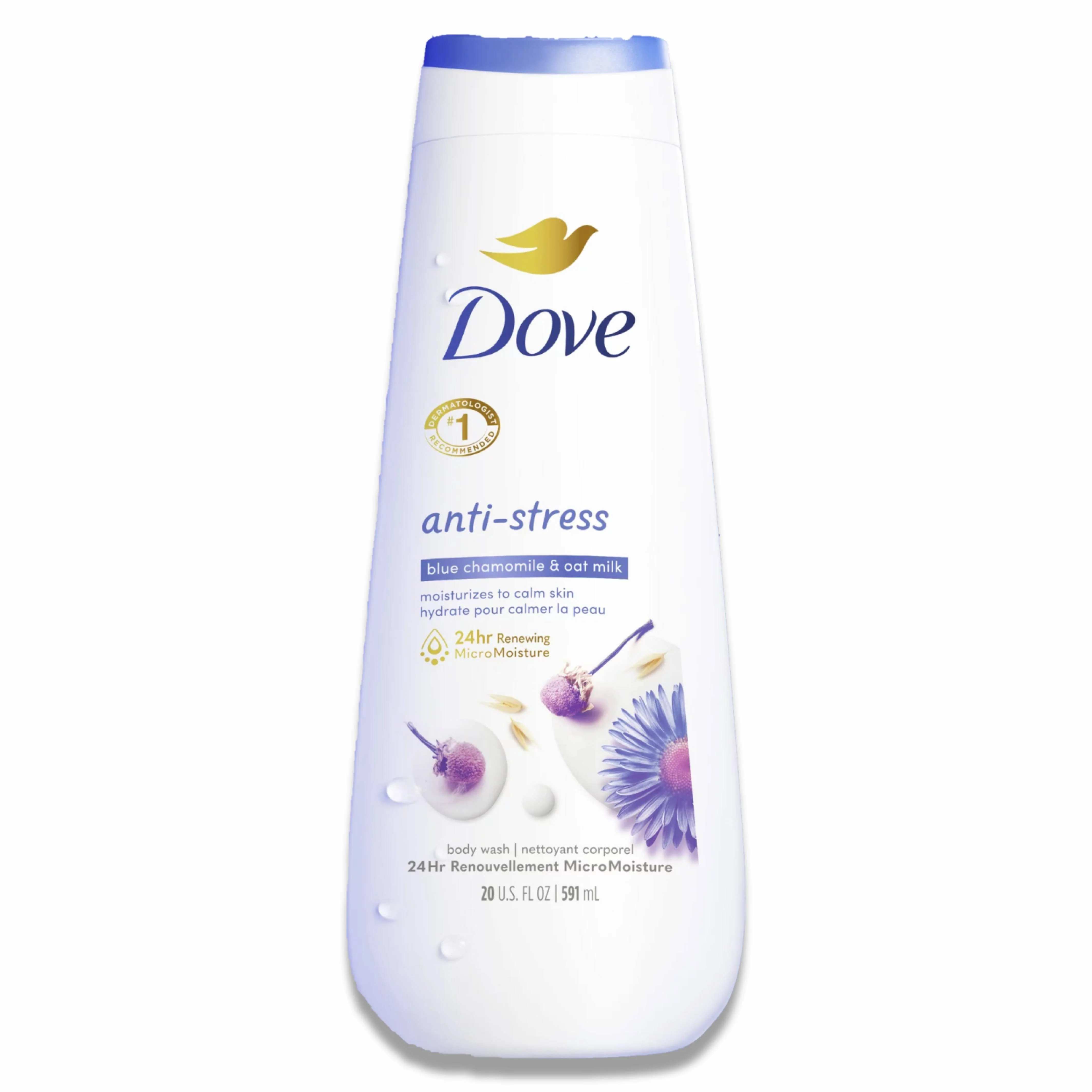 Dove - Anti-Stress Body Wash - Blue Chamomile & Oat Milk - 20 Oz - 4 Pack - Image 2