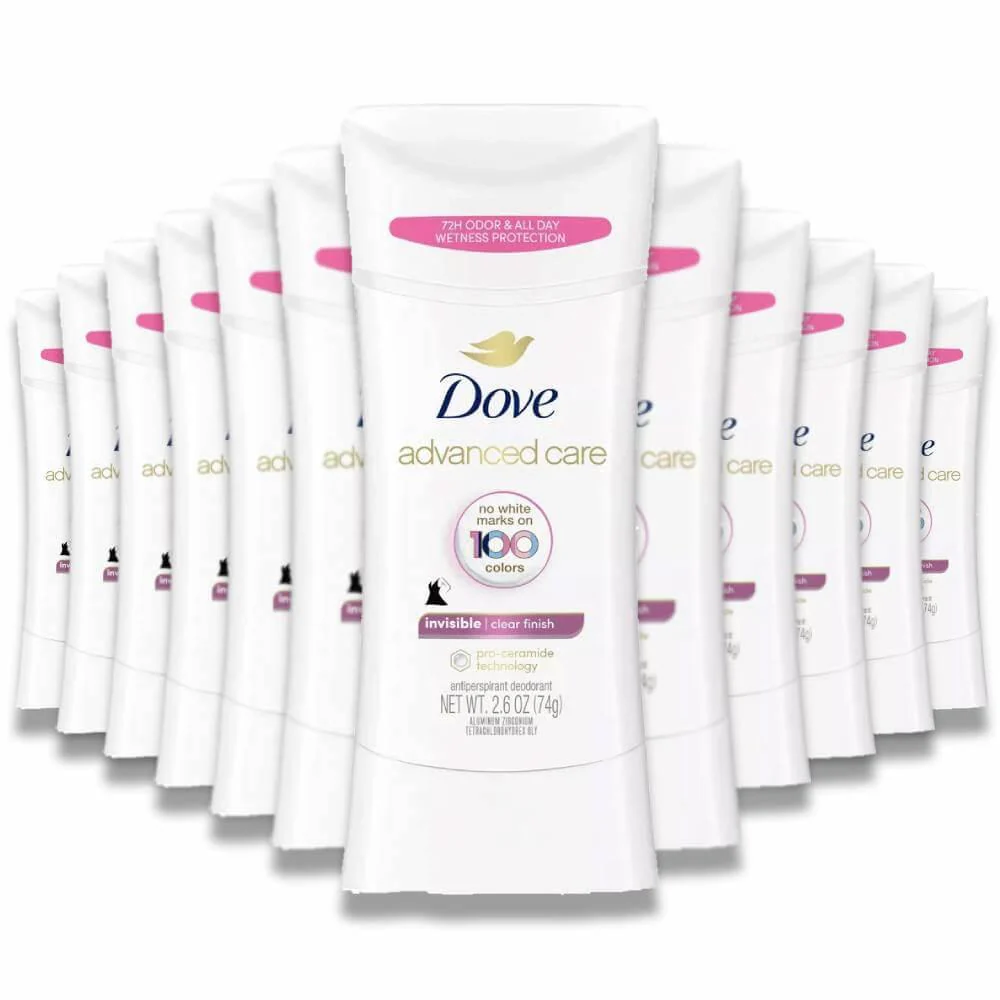Dove - Beauty Advanced Care, Clear Finish, Women's Antiperspirant & Deodorant Stick - 2.6 Oz - 12 Pack