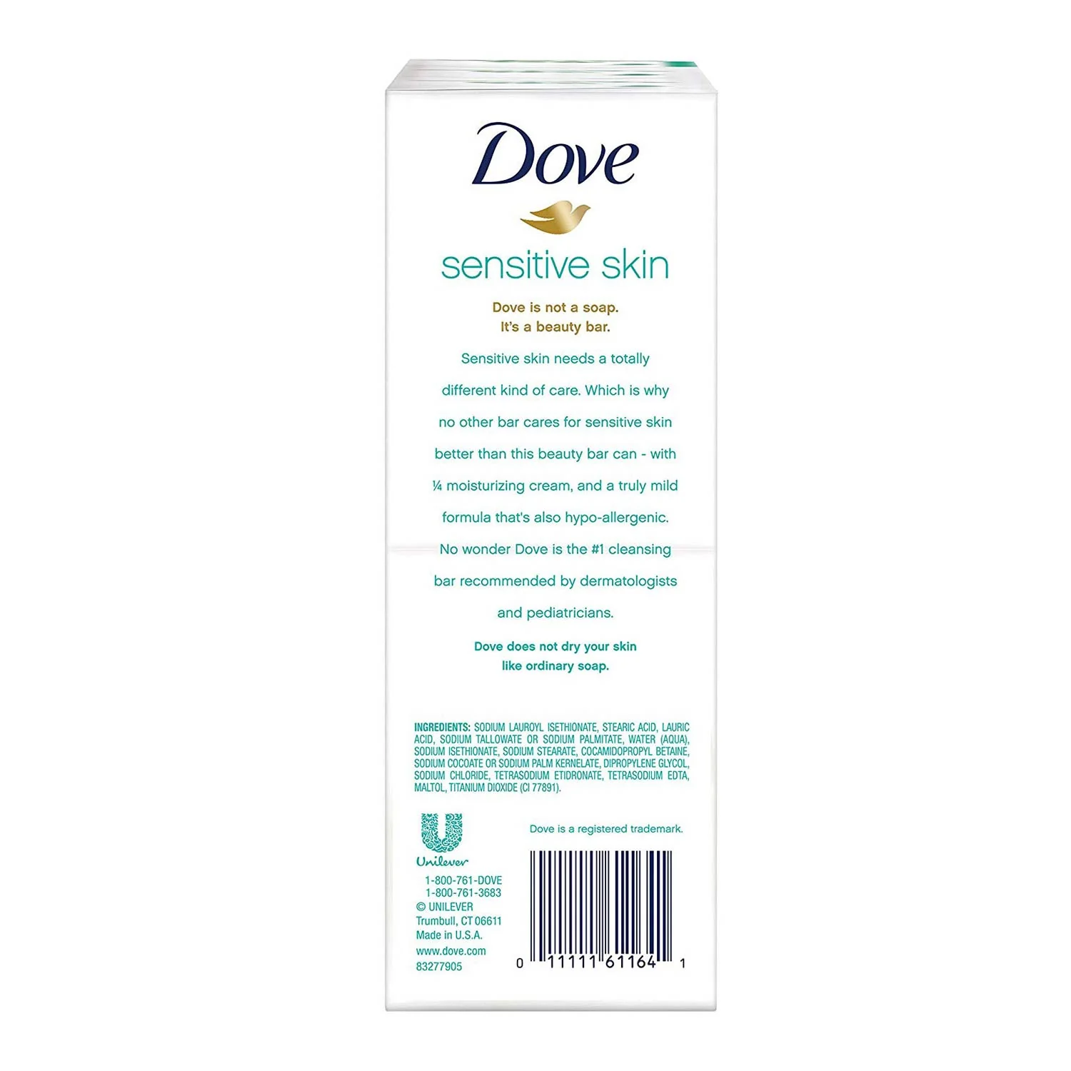 Dove - Cream Bar Sensitive Skin Unscented 3.75 Oz - 6 Ct - 12 Pack (72 Ct) - Image 2