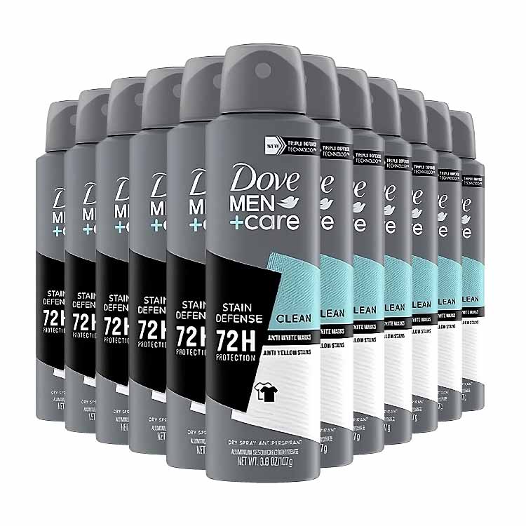 Dove Men Antiperspirant & Deodorant Dry Spray Stain Defense  3.8 oz - 12 Pack