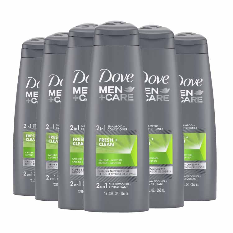 Dove - Men + Care 2 in 1 Shampoo + Conditioner Fresh + Clean Caffeine + Menthol 12 oz - 6 Pack