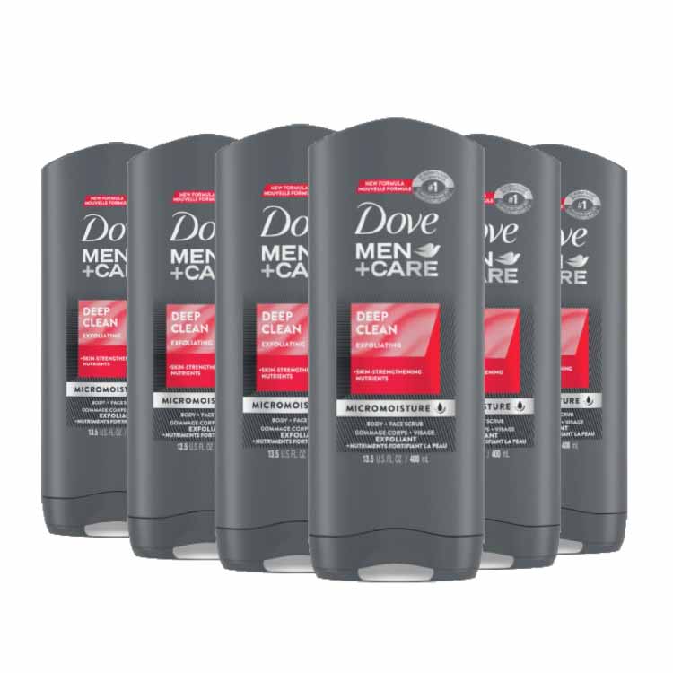 Dove Men +Care Body Wash Deep Clean 13.5 oz/ 400 ml- 6 Pack
