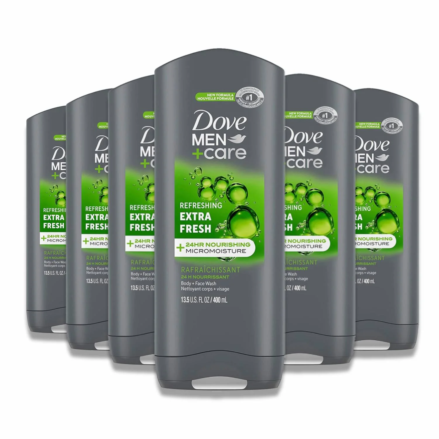 Dove Men +Care Body Wash Extra Fresh 13.5 oz/ 400 ml- 6 Pack
