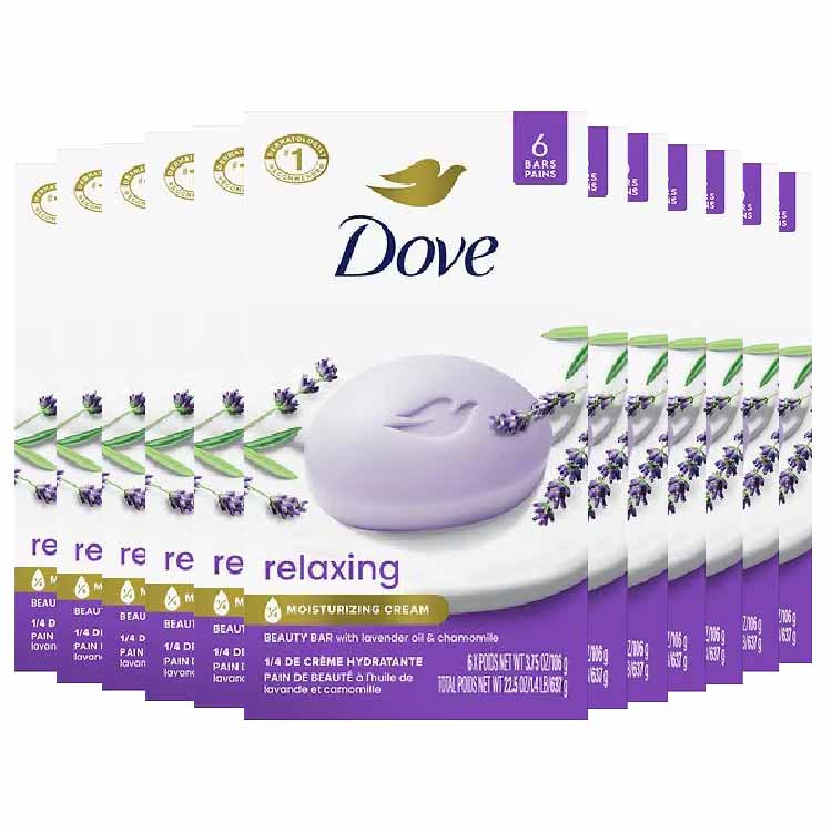 Dove Relaxing Beauty Bar with Lavender & Chamomile 3.75 OZ 6 ct - 12 Pack (72 ct)