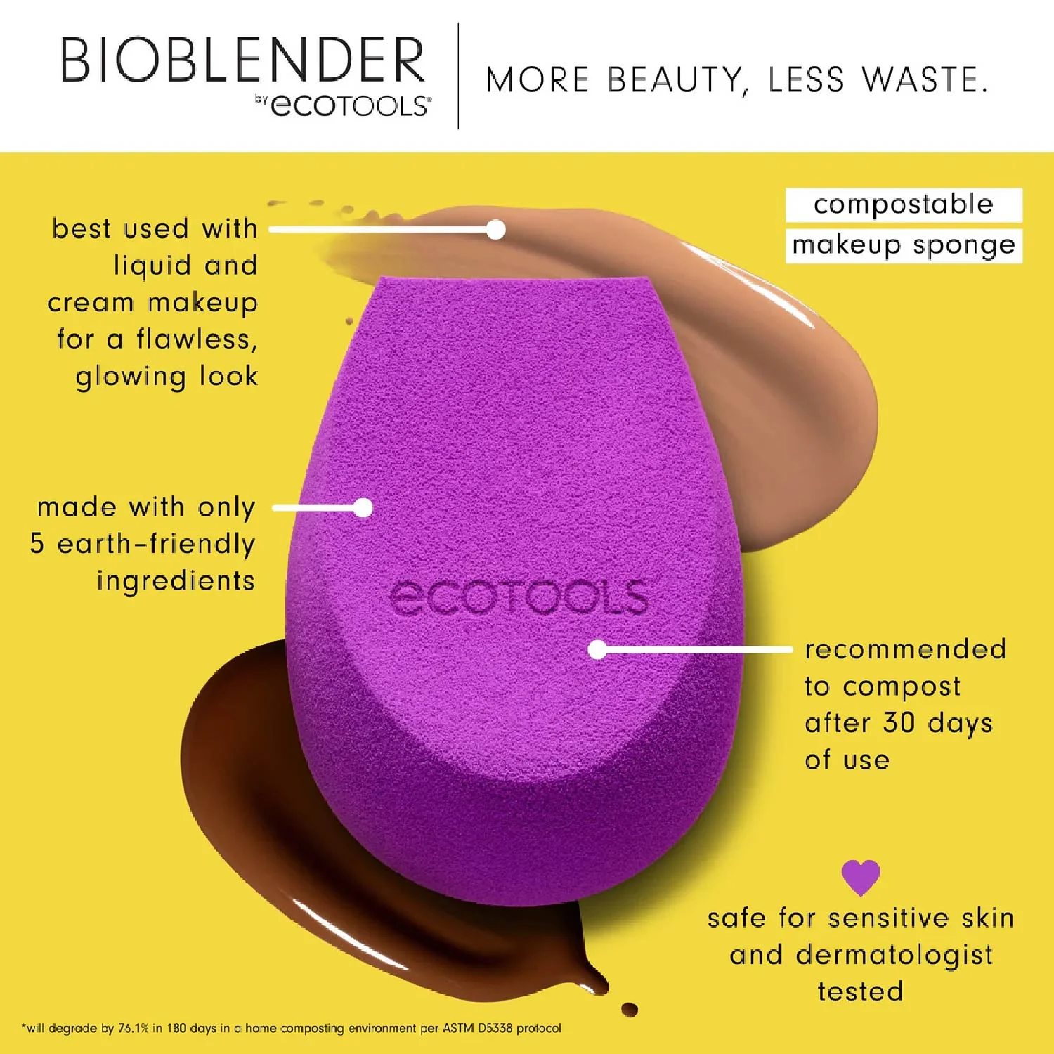 Ecotools - Bioblender Makeup Sponge, Eco-Friendly, Purple - 1 ct - 16 Pack - Image 3