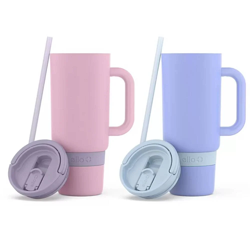 Ello - Port Stainless Steel Tumbler with Handle, Thistle and Cornflower - 40 Oz - 2 Pack - Image 2
