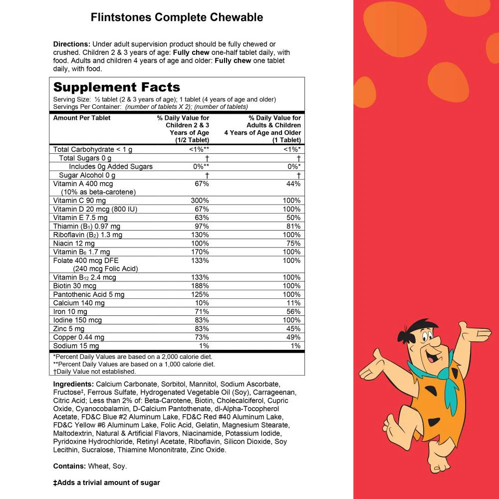 Flintstones - Complete Chewable Kids Vitamins ages 2+ - 90 Count - 3 Pack - Image 3