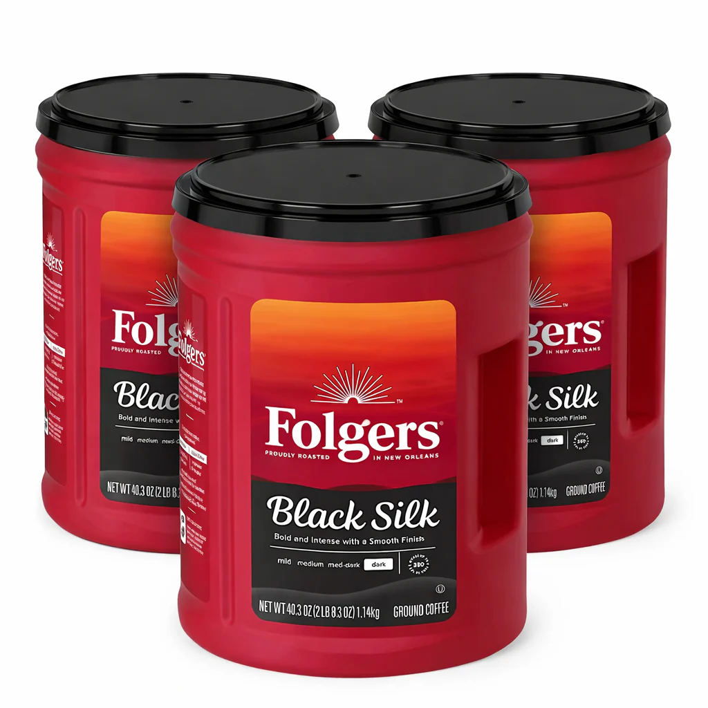 Folgers - Dark Roast Ground Coffee, Black Silk - 40.3 Oz - 3 Pack