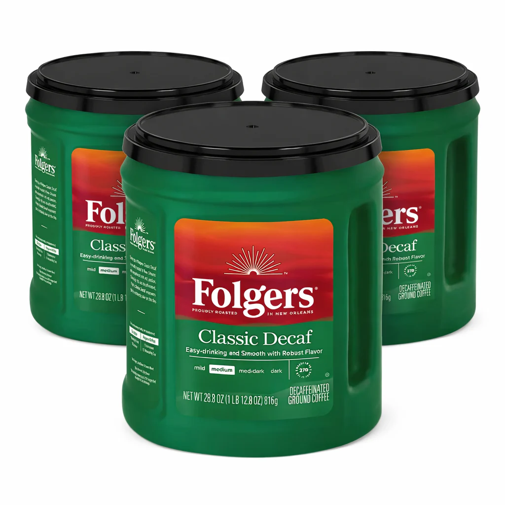Folgers - Decaffeinated Classic Roast Ground Coffee - 28.8 Oz - 3 Pack