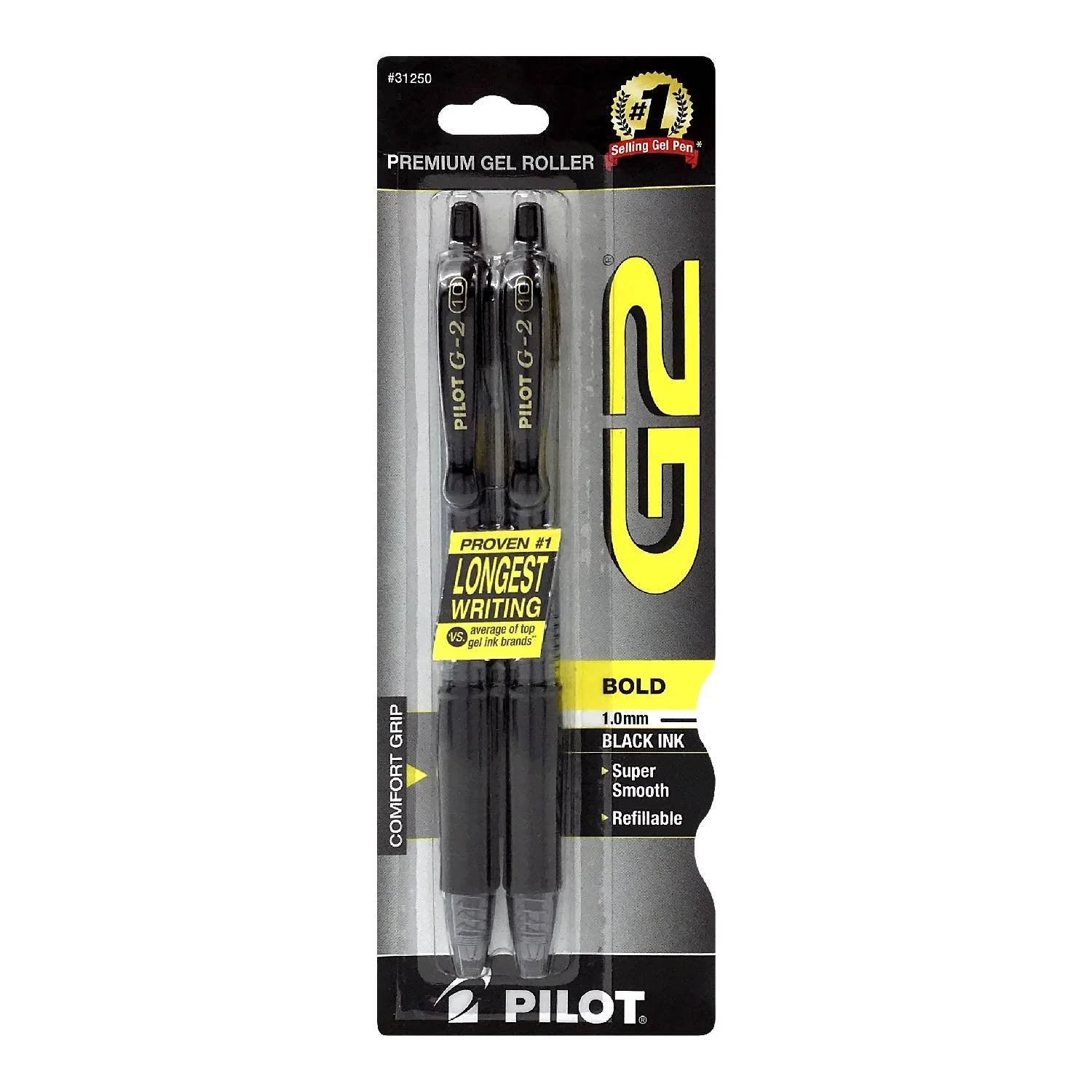 G2 Premium Gel Roller Bold 1.0mm Black 2 ct ea - 12 Pack - Image 2