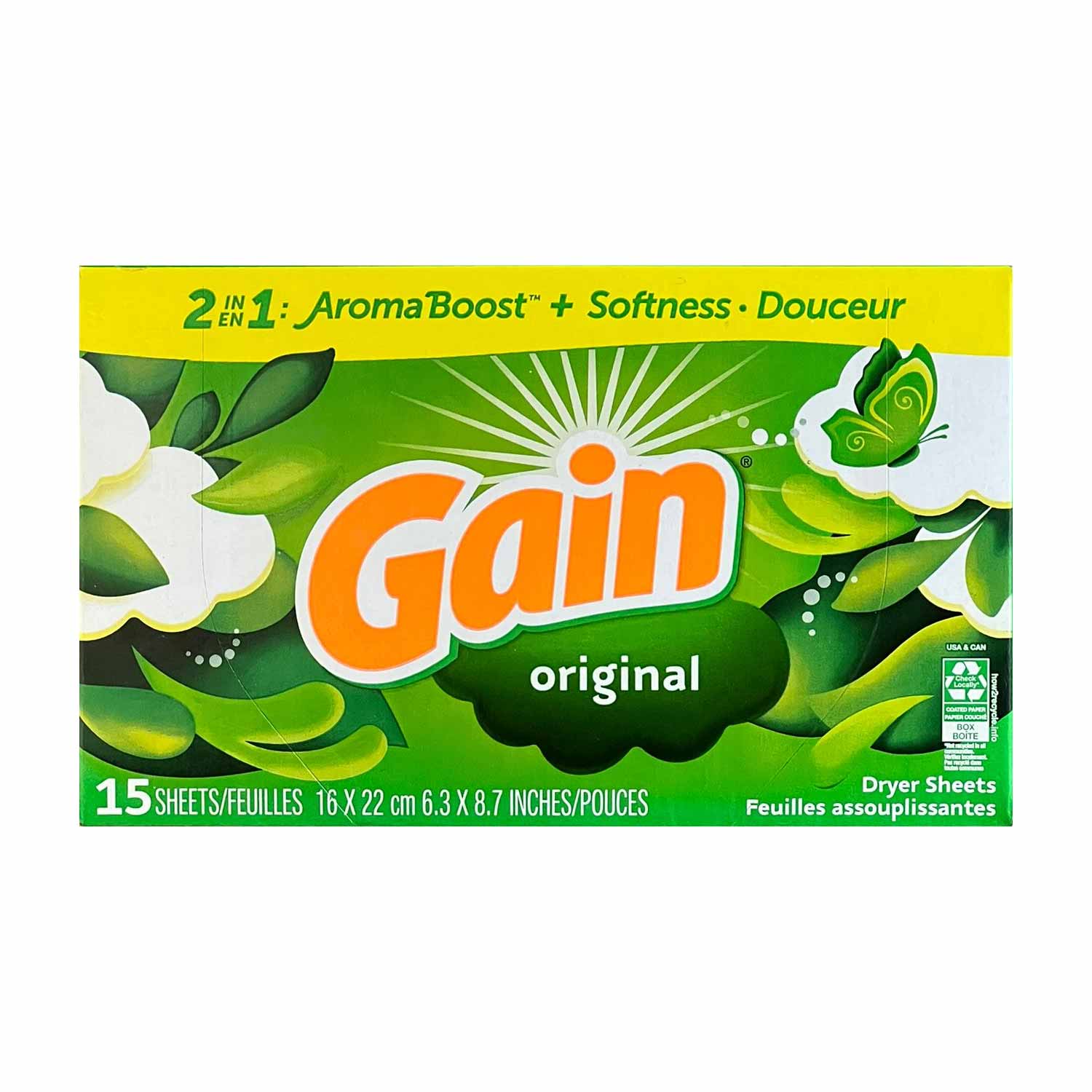 Gain - Original Dry Sheets 2in1 Aromaboost + Softness - 15ct - 15 Pack - Image 2