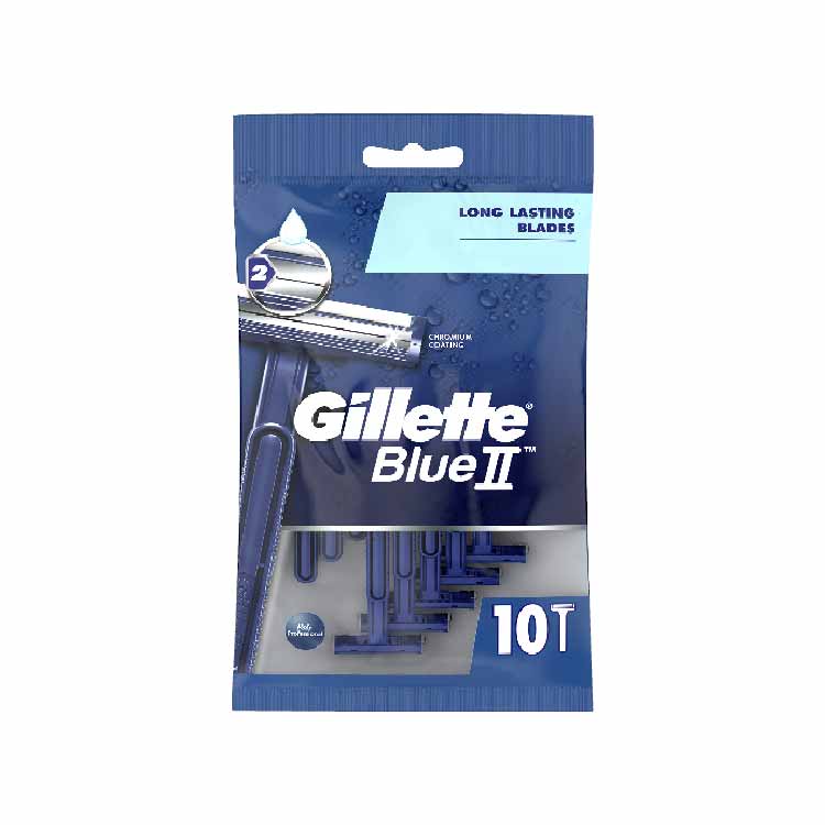 Gillette Blue II  Chromium Coating Long Lasting Blades 10 (ea) - 12 pack - Image 2