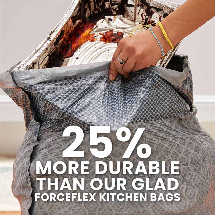 Glad ForceFlex Plus Tall Kitchen 13 Gallon Drawstring Trash Bags Gain With Febreze - 120 Ct - Image 3