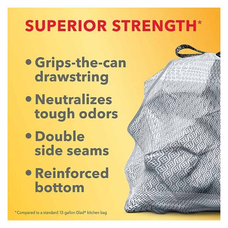 Glad ForceFlex Plus Tall Kitchen 13 Gallon Drawstring White Trash Bags, Mediterranean Lavender - 120 Ct - Image 3