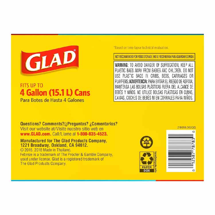 Glad Small Twist-Tie Trash Bags, Febreze Fresh Clean Scent - 4 Gal - 156 Ct - Image 3