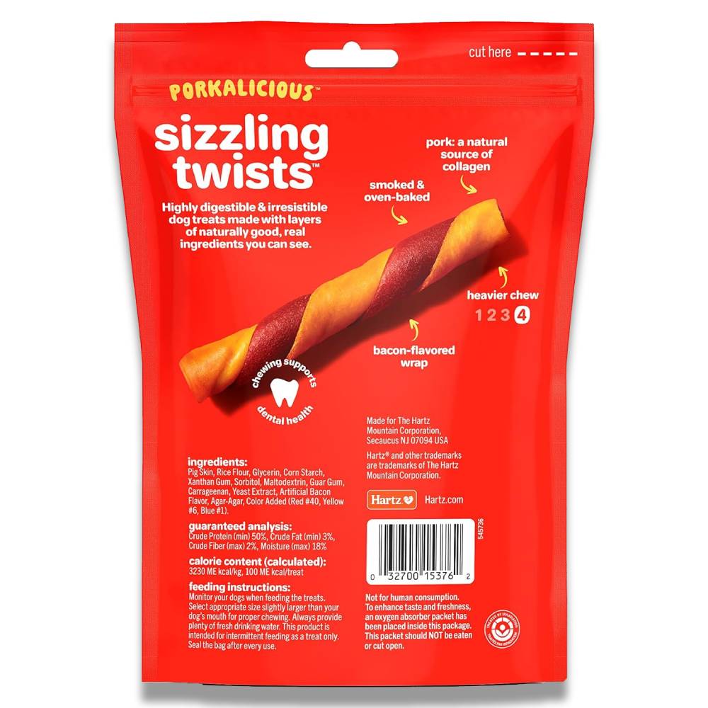 Hartz - Hartz Oinkies Smoked Pig Skin Bacon Flavored Wrap Dog Treat Chews - 8 Packs Each - 8.7 Oz - 6 Pack - Image 3