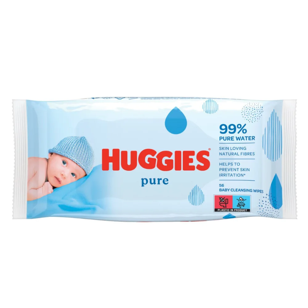 Huggies - Baby Cleansing Wipes, Pure (Blue) - 56 Count - 10 Pack - Image 2