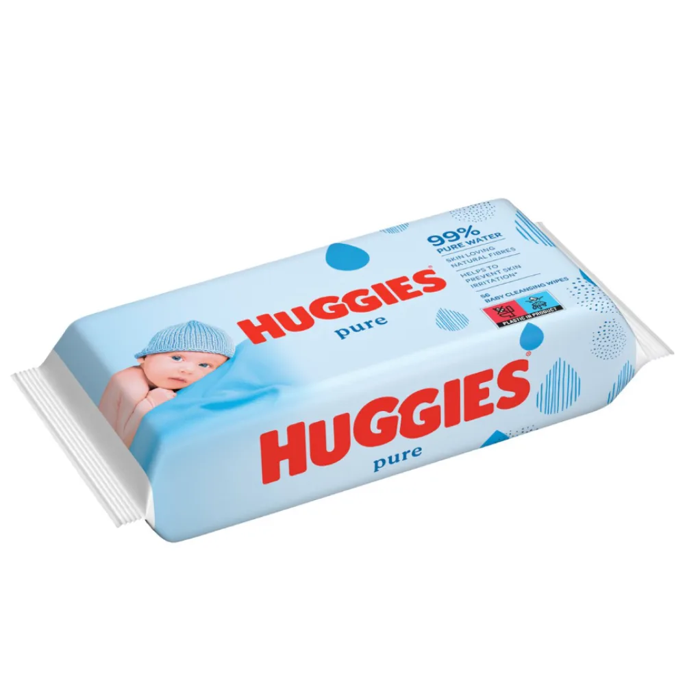 Huggies - Baby Cleansing Wipes, Pure (Blue) - 56 Count - 10 Pack - Image 3